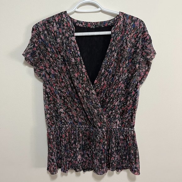 Anthropologie Tops - Anthropologie Dionne Metalic Floral Blouse Size Small